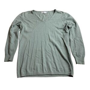 Basic Milano Sage Green V-Neck Sweater - Size Small